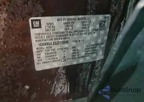 2018 GMC Acadia Slt-1 z USA, uszkodzony, nr VIN 1GKKNULS3JZ115546